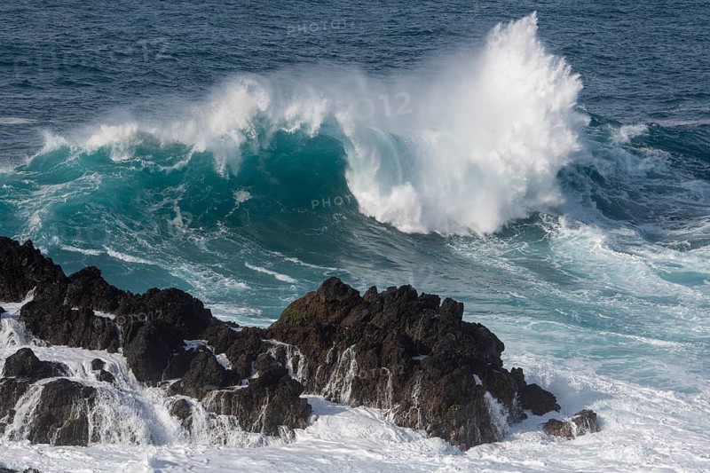 Waves on the ocean off Madeira, Porto Moniz, Madeira, Portugal