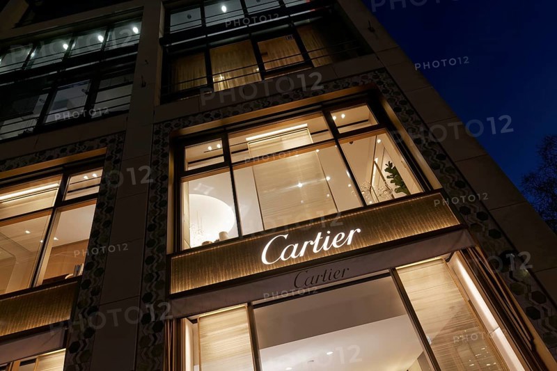 Maison Cartier Auf der Kö jewelry store, evening, luxury shopping, Düsseldorf, North Rhine-Westphalia, Germany