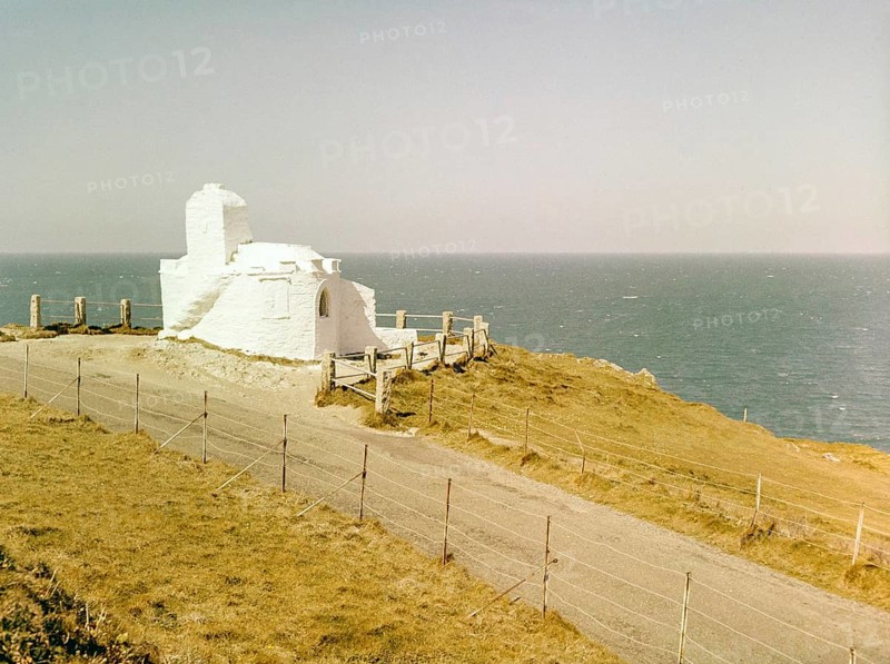Historic listed building, Huer's Hut, a hermitage and lighthouse, Towan Headland, Newquay, Cornwall, England, UK 1960s