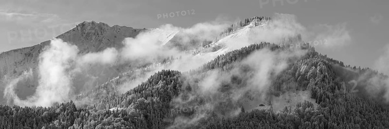 Mountain panorama from Söllereck, 1706m, in winter, Allgäu Alps, Allgäu, Bavaria, Germany