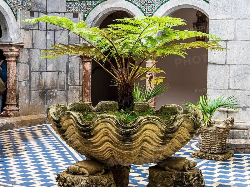 Courtyard of the palace Palácio Nacional da Pena, Sintra, Portugal