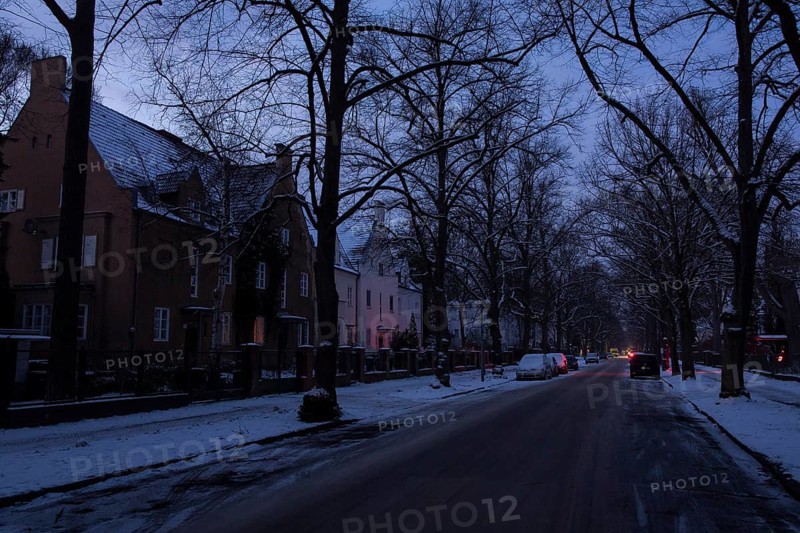 A dark and unlit street during a large-scale power outage in the Steglitz-Zehlendorf district, Berlin, 06.01.2026