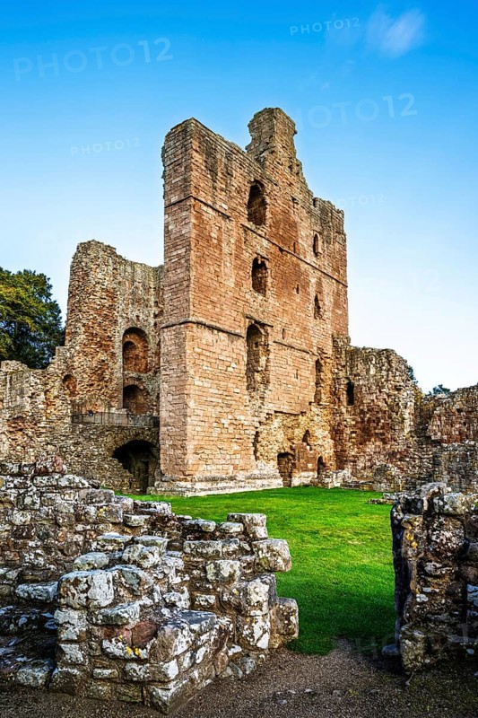 Ruins of Norham Castle and River Tweed, Norham, Northumberland, England, United Kingdom