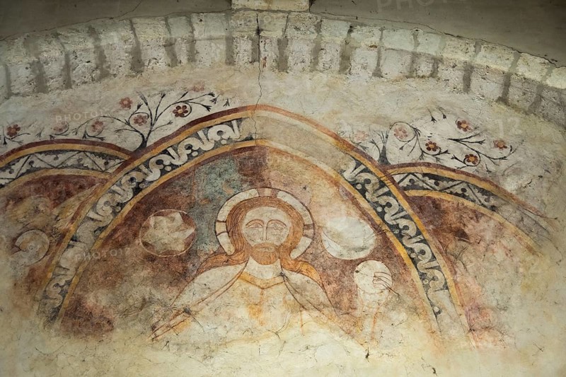 St Cyr and St Julitte's Church, roman church of Escurolles, Christ in majesty. Allier department, Auvergne Rhone Alpes, France
