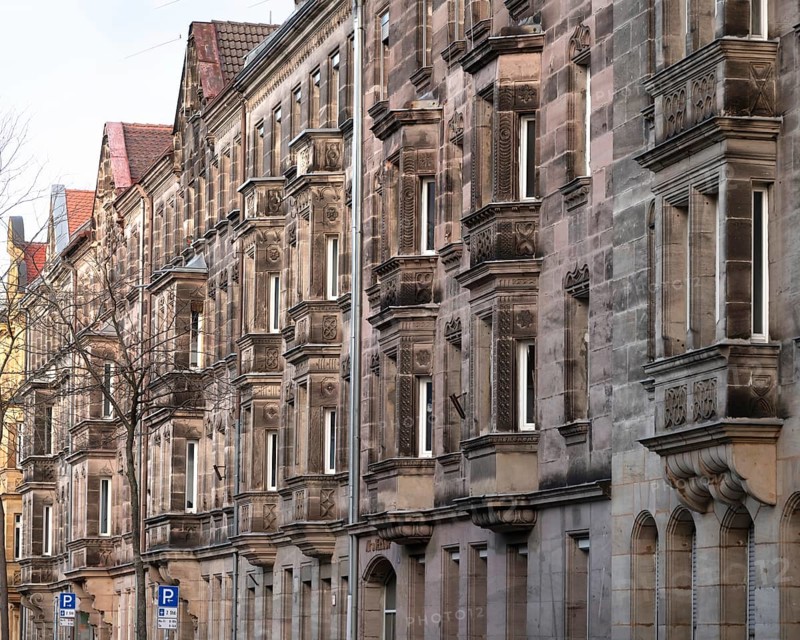 Front of historic town houses around 1880, Vacherstr., Fürth, Middle Franconia, Bavaria, Germany