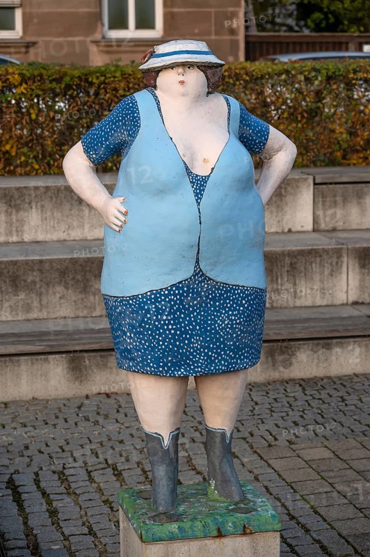 Fountain figure by Chemnitz artist Karl-Heinz Richter 2007, Billinganlage, Fürth, Middle Franconia, Bavaria, Germany