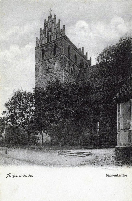 Angermünde, St. Mary's Church, district of Uckermark in the state of Brandenburg, Germany, postcard, view around 1900 - 1910, historical, digital reproduction of a historical postcard, authentic, public domain, from that time, exact date unknown