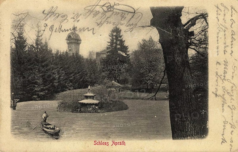 Aprath Castle, abandoned noble residence in the Wülfrath district of Aprath, district of Mettmann, North Rhine-Westphalia, Germany, postcard, view around 1900 - 1910, historical, digital reproduction of a historical postcard, authentic, public domain, from that time, exact date unknown