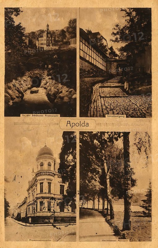 Apolda, Weimarer Land district, Thuringia, Germany, postcard, view around 1900 - 1910, historical, digital reproduction of a historical postcard, authentic, public domain, from that time, exact date unknown
