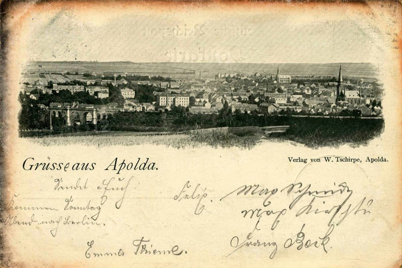 Apolda, Weimarer Land district, Thuringia, Germany, postcard, view around 1900 - 1910, historical, digital reproduction of a historical postcard, authentic, public domain, from that time, exact date unknown