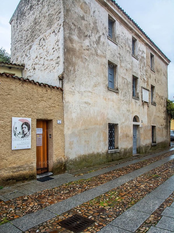 Grazia Deledda (1871-1936) was an Italian writer who received the Nobel Prize in Literature in 1926. Exterior on her home, now a museum in Nuoro, Sardinia, Italy