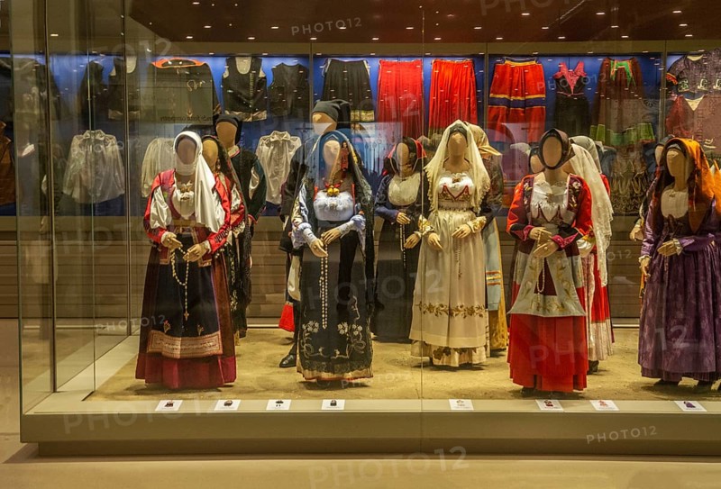 Sardinian folk costumes in the museum in Nuoro, Sardinia, Italy