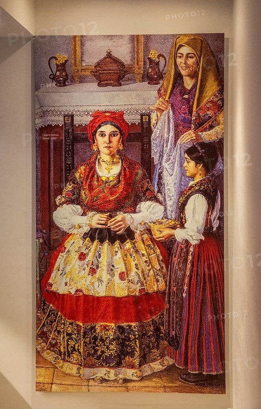 Sardinian folk costumes in the museum in Nuoro, Sardinia, Italy
