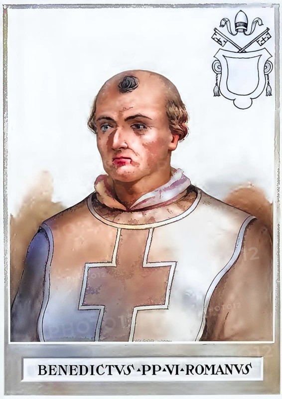 Benedict VI (born in Rome, died there in July 974) was pope from 19 January 973 to June or July 974, Historical, authentic, digitally restored reproduction from a 19th century original, Record date not stated, subsequently coloured