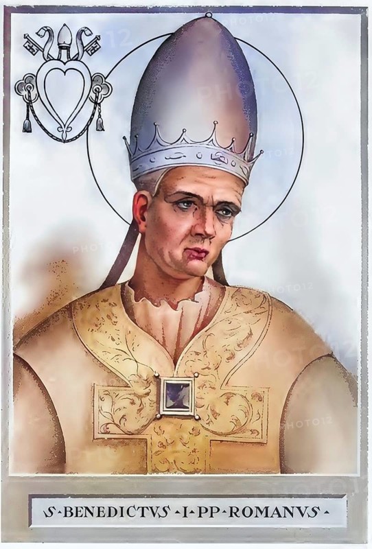 Benedict I (born in Rome, died 30 July 579) was Bishop of Rome from 2 June 575 until his death, Historical, authentic, digitally restored reproduction from a 19th century original, Record date not stated, subsequently coloured