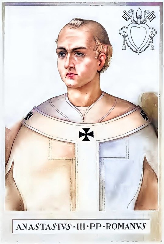 Anastasius Bibliothecarius (d. 879), as Anastasius III. in 855 for a short time antipope, was a clergyman and church historian of the 9th century, Historical, authentic, digitally restored reproduction from a 19th century original, Record date not stated, subsequently coloured