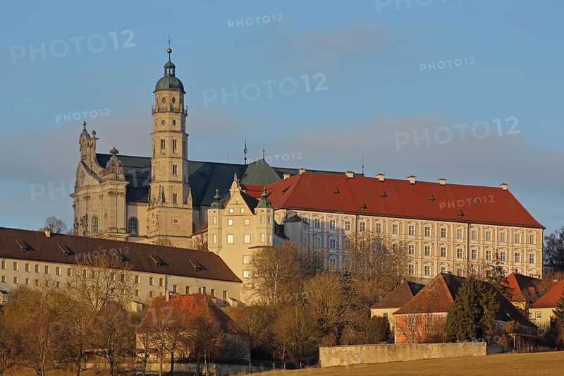 Benedictine monastery with late baroque monastery church, abbey, Neresheim, Härtsfeld, Swabian Jura, Baden-Württemberg, Germany
