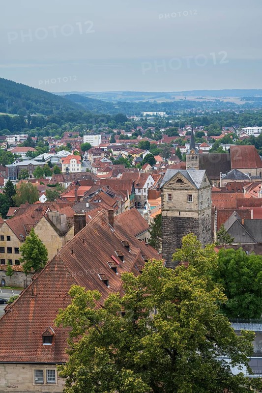 View of the city from Rosenberg Fortress, Upper Franconia, Franconia, Bavaria, Germany