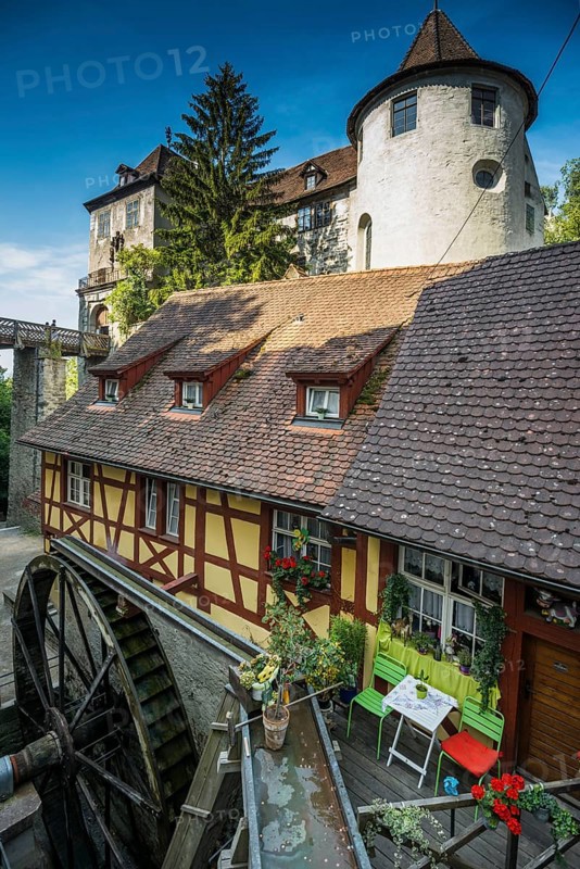 Old castle and mill, Meersburg, Lake Constance, Baden-Württemberg, Germany