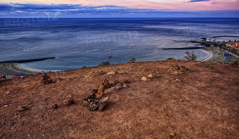Extensive view of the sea at dusk with calm horizon, Los Cristianos, Tenerife