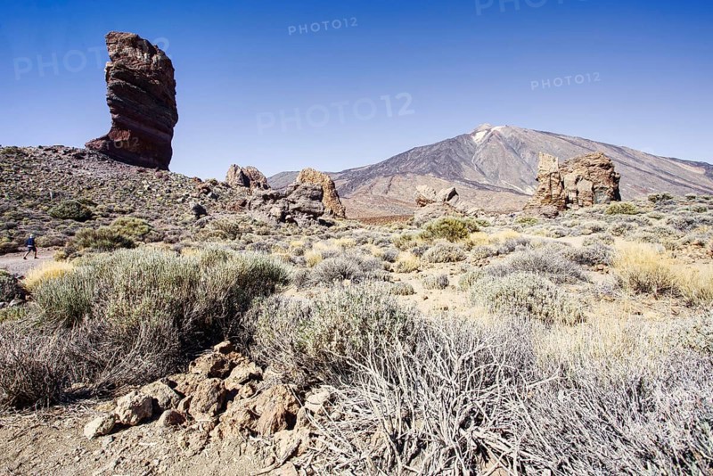 Majestic rock tower in an arid environment, Pico del Teide National Park, La Orotava Tenerife