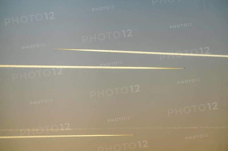 Contrails from aircraft at higher altitudes, North Rhine-Westphalia, Germany