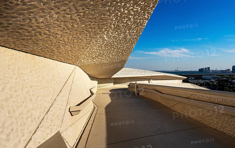 Zayed National Museum in Abu Dhabi, memorial to the late Zayed bin Sultan Al Nahyan, the museum is the heart of the cultural district on Saadiyat Island, way to the platform on the roof of the museum, Abu Dhabi, United Arab Emirates