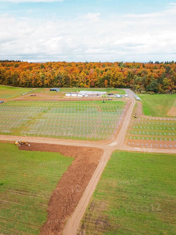 Large-scale construction project for solar energy in fields near a forest, Energiewende, construction of PV open space, Baden-Württemberg, Germany