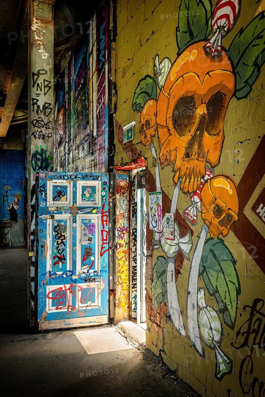 Graffiti on the former US eavesdropping facility on Teufelsberg in Grunewald, Berlin, Germany