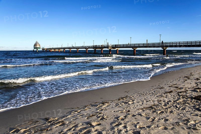 Pier with diving gondola, Zingst, Fischland-Darß-Zingst, Western Pomerania Lagoon Area National Park, Mecklenburg-Western Pomerania, Germany