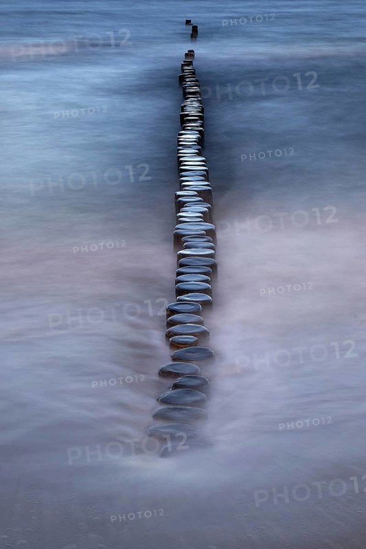 Grooves in the sea, long exposure, Zingst, Fischland-Darß-Zingst, Western Pomerania Lagoon Area National Park, Mecklenburg-Western Pomerania, Germany
