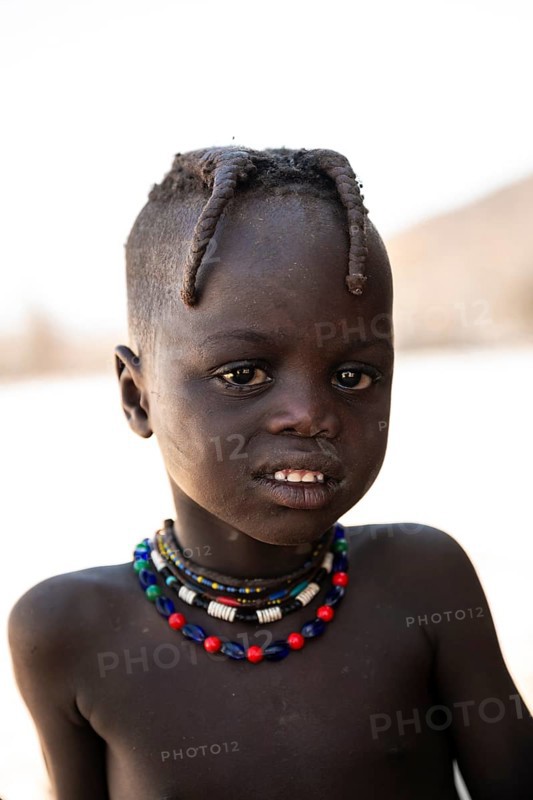 Portrait, Himba child, traditional Himba village, Kaokoveld, Kunene, Namibia