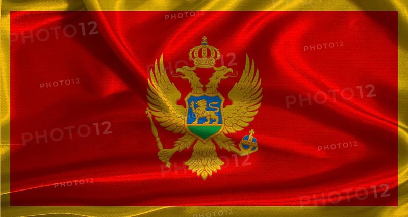 Montenegro flag with cloth textured background. National flag of Montenegro with realistic texture