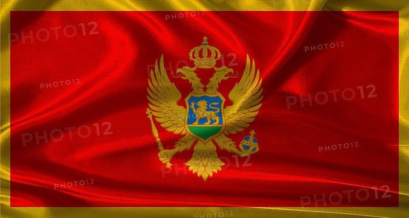 National flag of Montenegro with cloth texture. Montenegro flag with realistic texture background