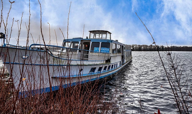 Stern- und Kreisschiffahrt ships spend the winter in the port of Berlin Tegel, Germany