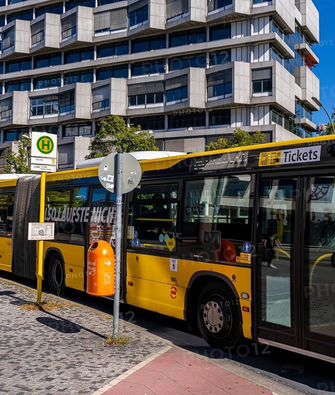 BVG public bus stops at Ernst Reuter Platz in Berlin-Charlottenburg, Germany
