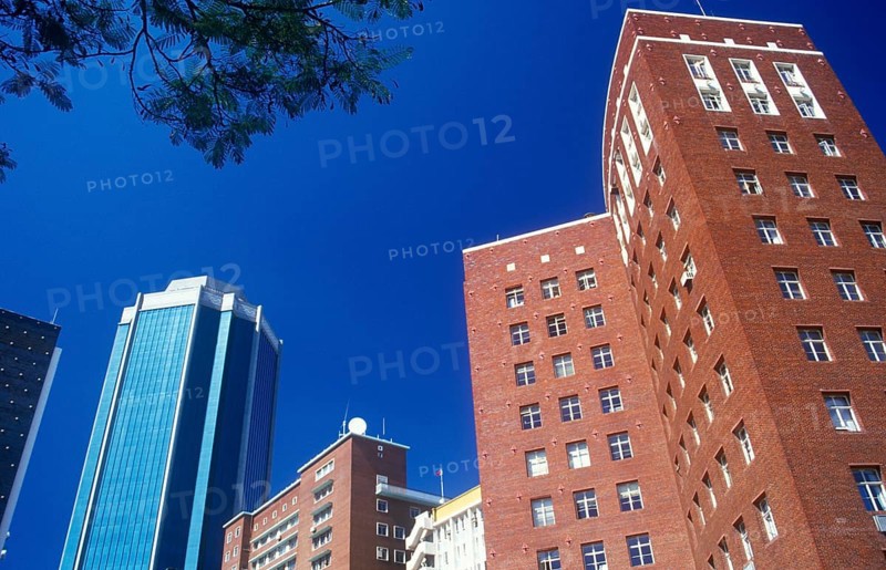 Skyscrapers in the city center of Harare, Zimbabwe, Africa, June 2000, vintage, retro, old, historic