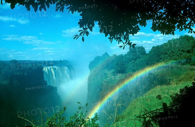 Victoria Falls, rainbow, Zambezi, Zimbabwe, Africa, June 2000, vintage, retro, old, historic