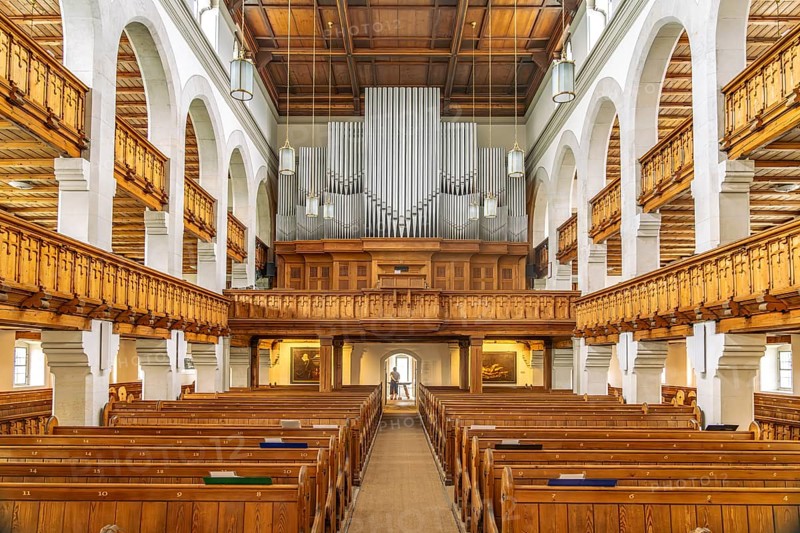 Interior and organ of the Friedenskirche im Anger Altkötzschenbroda, Kötzschenbroda, Radebeul, Saxony, Germany