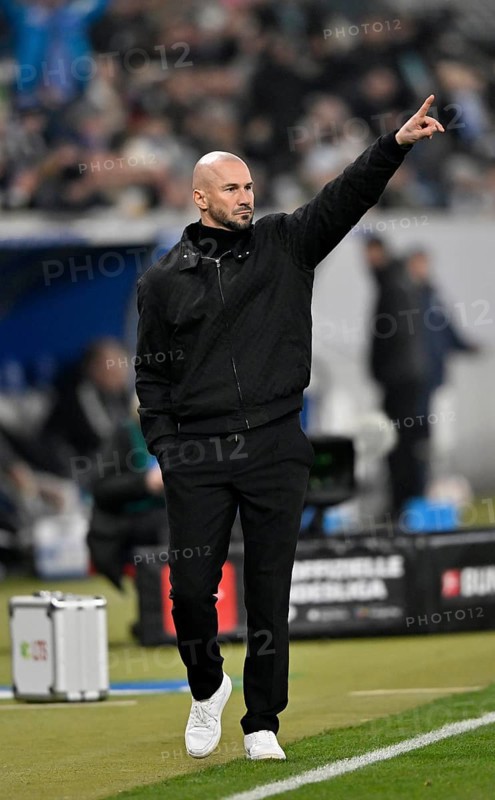 Goal cheers coach Christian Ilzer TSG 1899 Hoffenheim gesture PreZero Arena, Sinsheim, Baden-Württemberg, Germany
