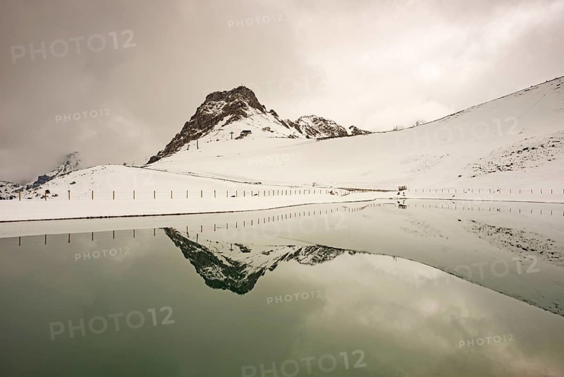Another onset of winter in May, Kanzelwand, 2058m, border mountain in the Allgäu Alps, across which the border between Bavaria, Germany and Vorarlberg, Austria runs