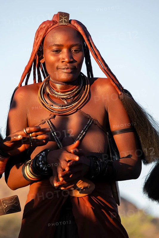 Portrait, Himba woman, traditional clothing, Kaokoveld, Kunene, Namibia