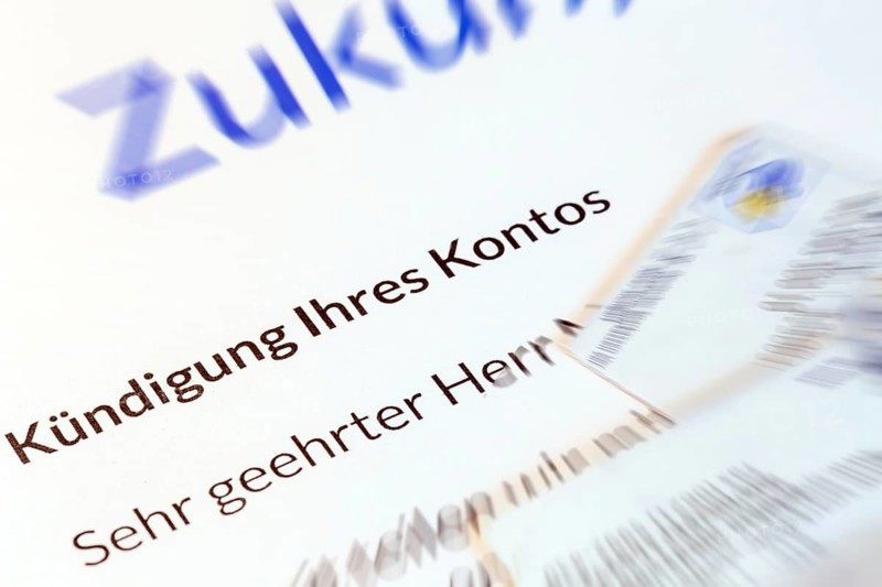 Debanking: Symbolic letter from a bank regarding account termination