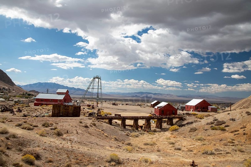 Tonopah, Nevada - The Tonopah Historic Mining Park. Mining began here in 1900 with the discovery of silver, and continued until 1948. Tourists now explore the 113-acre site, which is operated by a nonprofit foundation