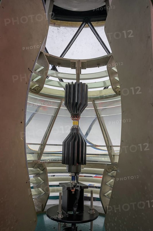 Modern lighthouse with LED technology in Fanad Head Lighthouse, Fanad, County Donegal, Ireland