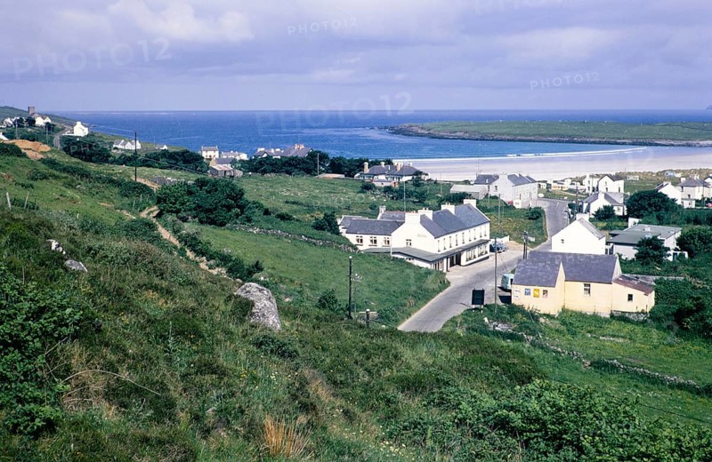 Houses at coastal village of Portnoo, Narin beach, County Donegal, Ireland 1969