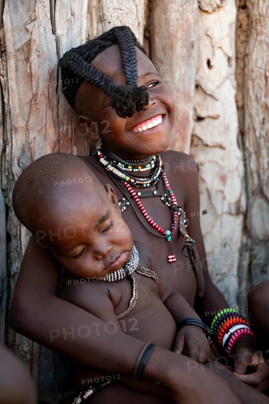 Portrait, girl, Himba children, traditional Himba village, Kaokoveld, Kunene, Namibia