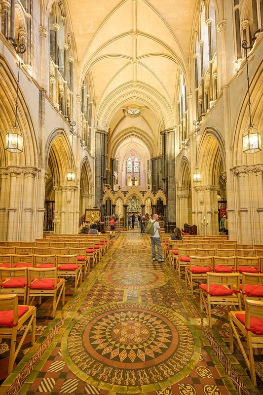Christchurch Cathedral interior view with floor mosaic, Dublin, County Dublin, Ireland