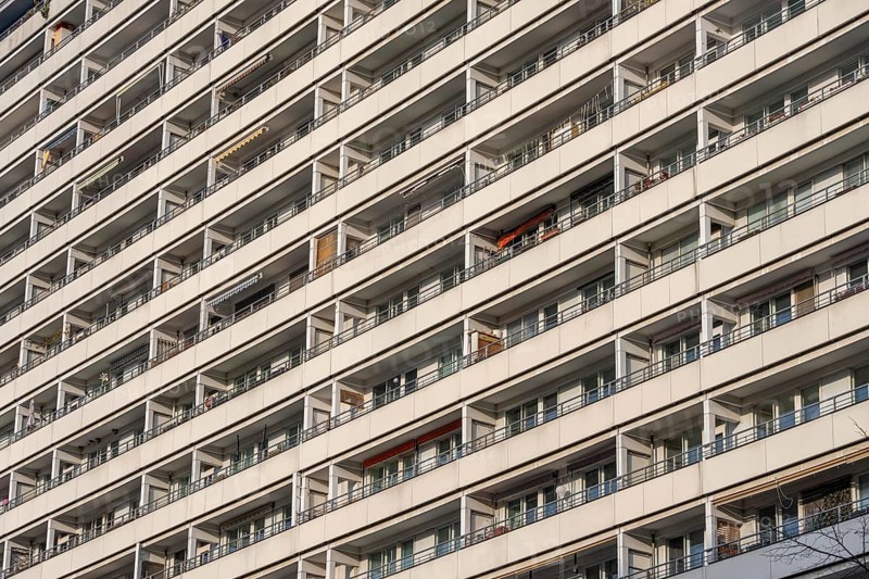 High-rise residential building on Spandauer Strasse in Berlin, Germany
