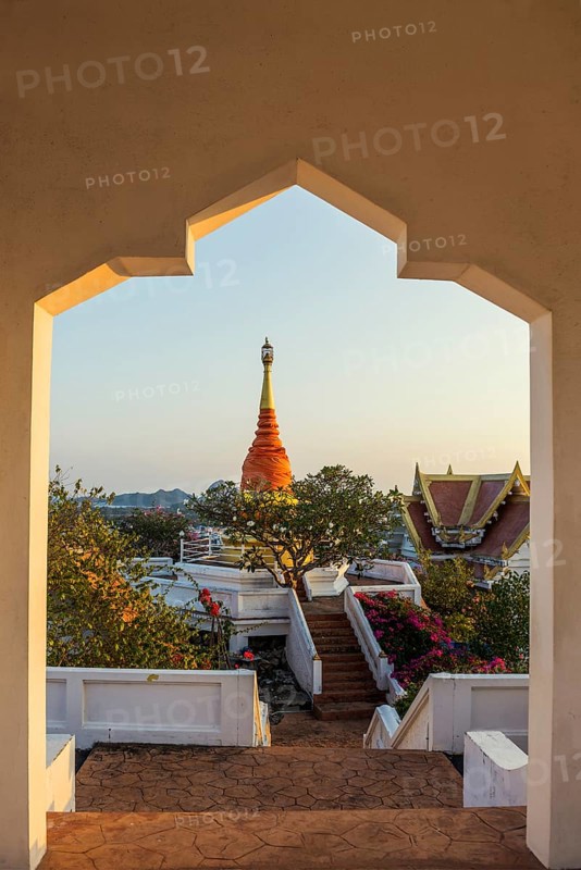 Wat Khao Chong Krachok, sunset, Prachuap Khiri Khan, Prachuap Khiri Khan Province, Central Thailand, Thailand